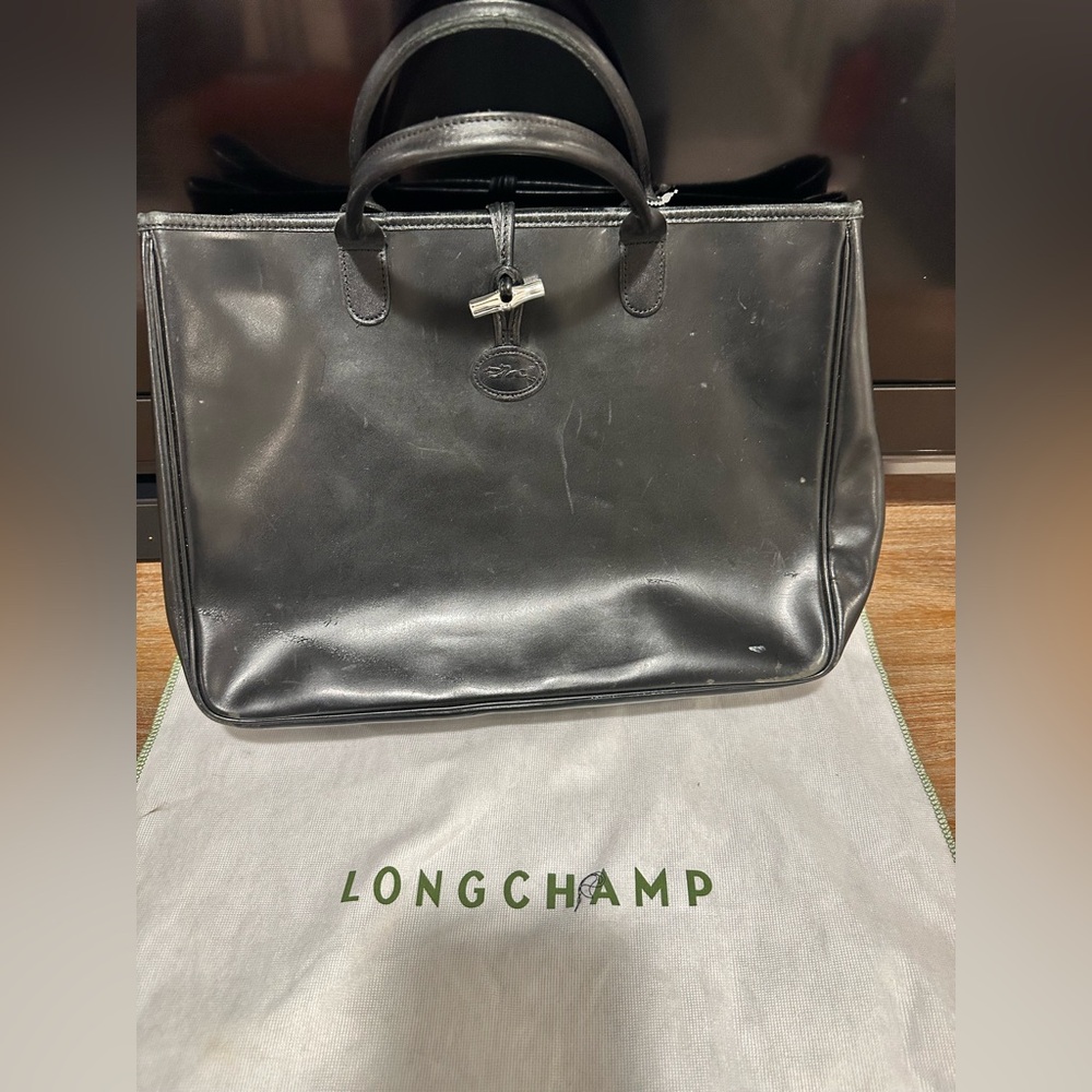 Longchamp Classic Black Leather Handbag